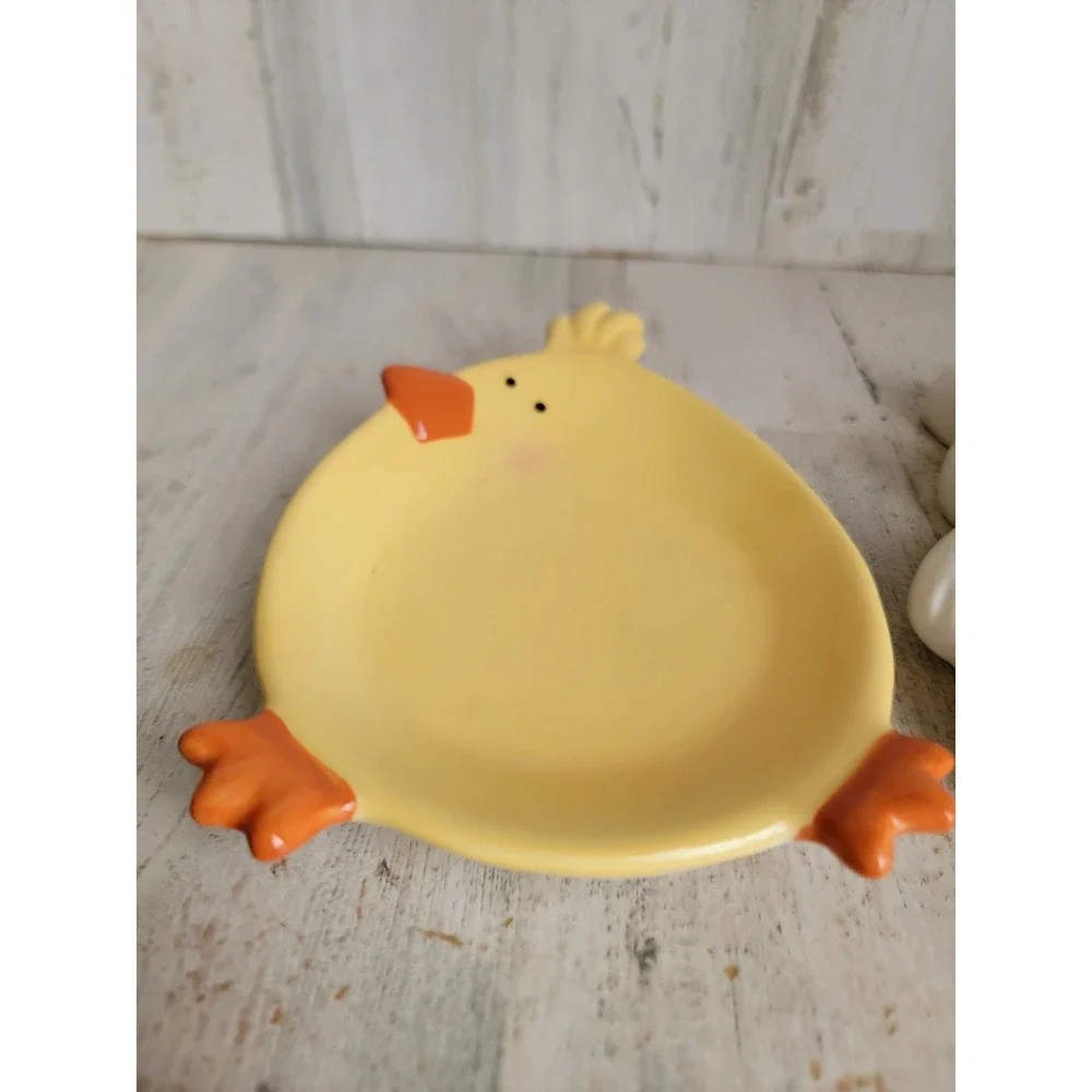 Easter soap dish rabbit chick ceramic unique Easter‎ spring bathroom decor set